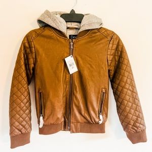 Leather Hooded Jacket ~ Size Small